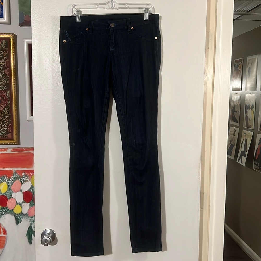 Genetic the Shane darkest blue jeans with embroidery detail